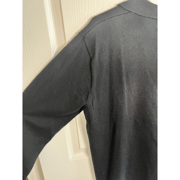 Gap 100% Merino Wool Mens Large Tall Black Long Sleeve Three Button Polo - Picture 6 of 7